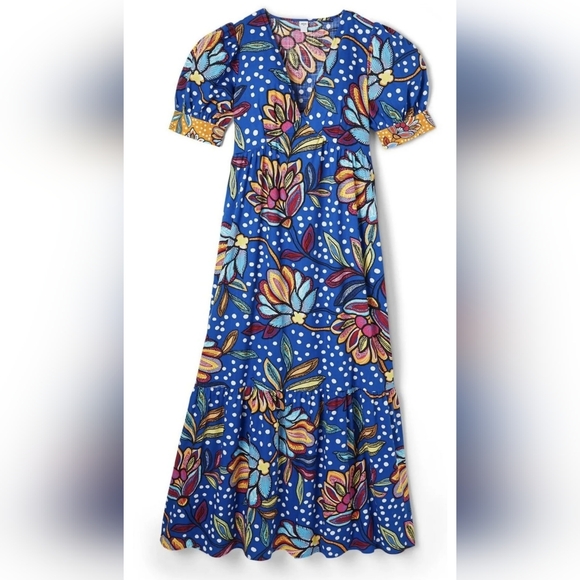 Tabitha Brown Target V-Neck Floral and Polka Dot Maxi Dress 12 - Picture 1 of 7